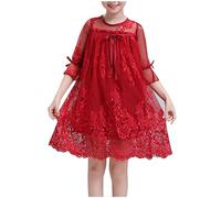 2025 Enfants Fille Robe de Princesse en Dentelle Robes Fille Chic et Elegant Léger Fluide Robe de Première Communion Anniversaire Fête Photographie 8-14 Ans Pas Cher