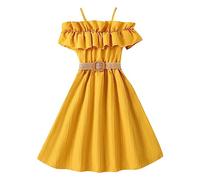 2025 Enfants Filles Robe D'été sans Manches Grande Taille Dos té de Voyage Imprimée Fleur Volants Ballet Danse Cosplay Fête pour Mariage et