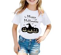 2025 Enfants Mode Casual Lettre Col Rond Manches Courtes T-Shirt Top 3 Shirt Fille Paillettes, Blanc., 130