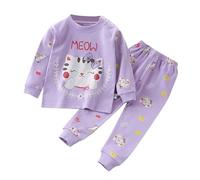2025 Ensemble de pyjama pour petits garçons filles animaux dinosaures en coton 2 pièces train tout-petits vêtements de nuit de dessin animé vêtements d'hiver peignoir rouge, lilas, 2-3 ans