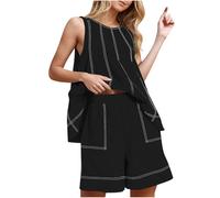 2025 Ensemble Femme Chic et Elegant ete Short et Tee Shirt Casual Outfit Loungewear Set Tenue Décontractée Ensemble de Pyjama Short Vêtements Femme Pas Cher en Soldes Lâche Respirant Tenue Streetwear