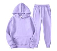 2025 Ensemble Jogging Enfant Fille Survêtement Sweat à Capuche Pantalon de Sport Couleur Unie Tenue de Running Oversize Ample Confortable Pull et Joggers avec Poches Pas Cher