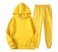 2025 Ensemble Jogging Enfant Fille Survêtement Sweat à Capuche Pantalon de Sport Couleur Unie Tenue de Running Oversize Ample Confortable Pull et Joggers avec Poches Pas Cher