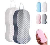 2025 - Éponge de bain exfoliante magique ultra douce pour le corps et la douche - Éponge exfoliante réutilisable pour enlever les peaux mortes - Exfoliation douce (gris + blanc)