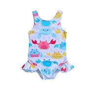 2025 Été Bébé Fille Volants Dessin animé Imprimés 1 Pièce Plage Maillot de Bain Bikini Maillot de Bain Latex, Blanc., 12-18 mois