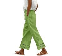 2025 éTé Nouveau Style Femmes DéContracté Taille éLastique Pied éPissage Dentelle Coton Et Lin Pantalon