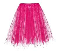 2025 Europe et États-Unis Jupe tutu à trois couches pour adulte Demi Shaggy Jupe Highlights Glitter Hot, rose vif, Taille unique