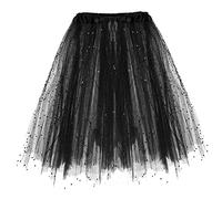 2025 Europe et États-Unis Jupe tutu à trois couches pour adulte Demi Shaggy Jupe Highlights Glitter Hot, Noir , Taille unique