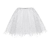 2025 Europe et États-Unis Jupe tutu à trois couches pour adulte Demi Shaggy Jupe Highlights Glitter Hot, blanc, Taille unique
