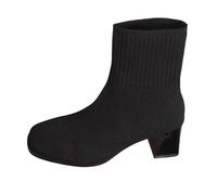 2025 Europe les États-Unis commerce extérieur pour épais bottes rondes après sangle modèles classiques bottines courtes tableau des tailles chaussures femmes, Noir , 42 EU