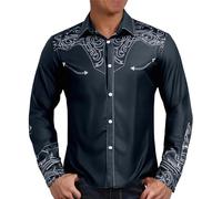 2025 européen rétro occidental imprimé motif denim pour homme, décontracté, ample, confortable, tendance, commerce extérieur, affaires, chemise à manches longues, pull en tricot avec chemise pour