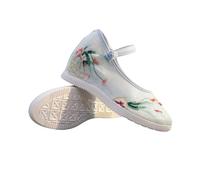 2025 Femme Chaussures Compensées À Talons Hauts, Brodées À La Main Et Décorées De Fleurs Chaussures Traditionnelles Chinoises Élégantes avec Bride À La Cheville Shoes De Cheongsam(Light Blue,41 EU)