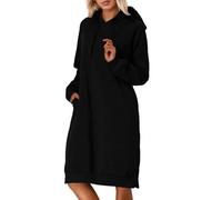 2025 Femmes Épaississant Long Molleton Sweatshirt String Hoodie Robe Pull Pull Grande Taille Pull Col Pull, Noir , M