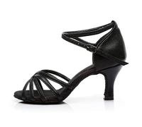 2025 Femmes Mode Sandales Danse Chaussures de Bal Latine Salle de Bal Femmes Sandales Fermées Femmes Avec Talon, Noir , 36 EU