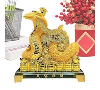 2025 Figurines serpents - Signe du zodiaque chinois - Ornements de dragon - Sculpture de table en résine dorée - Objet de collection - Nouvel An - Signe du zodiaque du serpent