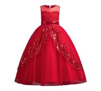 2025 Fille Robe Maxi Élégante en Tulle sans Manches Robe d'anniversaire Ceremonie Mariage Fête Paillette Robes de Filles Princesse Robes Filles pour Les Fêtes Anniversaires et Mariages