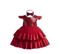 2025 Filles Robes Bowknot Robe de Fête Mariage Pageant Baptême Tutu Manches sans Fille Robe Élégante Robes d'anniversaire Ceremonie Mariage Fête Paillette Dress de Filles Princesse 2-8 Ans