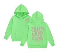 2025 Filles Sweats à capuche et sweatshirts pour tout-petits à grands enfants Sweat à capuche Lettres Manches longues Poche Sweat à capuche Veste Pull 62 Garçon, Vert clair., 10-11 ans
