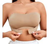 2025-Generisch Soutien-gorge confortable en nylon extensible pour femme pour le quotidien, la saison de mariage, robe de mariée sans bretelles, soutien sans coutures haut de fitness, kaki, S