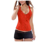 2025 - Gilet avec corset et motif à chevrons brodé - En jacquard - Sweat à capuche Rise of The Guardians - Costume de cosplay (rouge, XXXXXL)