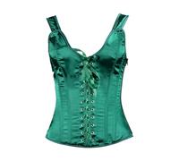 2025 Gilet solide pour femme - Corset structuré en os avec laçage avant et fermetures éclair latérales pour façonner le body pour femme, Vert, S