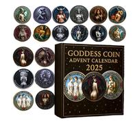 2025 Goddess Coin Advent Calendar - Coins ouverts d'Halloween Coins ouverts à 24 jours, Calendrier de pièces monnaie collection d'art féminin, Nouvel Calendrier signification particulière
