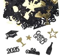 2025 Graduation Decoration Confettis Noir Or, 100 Pcs Bachelor Decoration Table, Décoration Fête, Décoration De Remise De Diplôme pour Les Succès Aux Examens Du Baccalauréat
