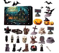 2025 Halloween Countdown Calendar, 24-Day Spooky 3D Figurines Box, PVC Material, Horror Figures Set for Desk Shelf Display Living Room Bedroom Workplace House Holiday Decor, 13.78x9.84x1.97 inches