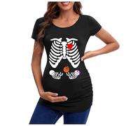 2025 Halloween Tête Squelette Halloween Vêtements Femmes Enceintes Top Teasing Européen et Frontière T-shirt Top Femme Enceinte T-shirt, rose vif, S