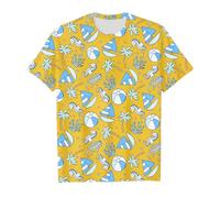 2025 Hauts à manches courtes pour filles en été avec de jolis imprimés d'animaux marins Col rond T-shirts décontractés pour enfants Vêtements de tous les jours École Jeux en plein air, jaune, 10-11