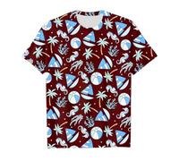 2025 Hauts à manches courtes pour filles en été avec de jolis imprimés d'animaux marins Col rond T-shirts décontractés pour enfants Vêtements de tous les jours École Jeux en plein air, Bordeaux, 3-4