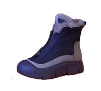 2025 Hiver Rétro Bottes de Neige Polyvalentes Semelles Douces Chaussures avec Velours Épais Chaud Chaussures Femmes Haut Haut Chaussures Confortables Femmes Élégant Petit Talon, Noir , 41 EU