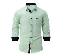 2025 Hommes Mode Casual Top Shirt Simple Confortable Couleur Unie Bouton Shirt Top Manches Longues Haut Guru Chemise Homme, vert, XL