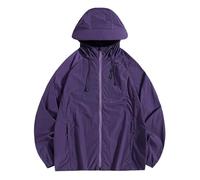 2025 Hommes Vestes Décontractées Été Veste à Capuche Légère avec Fermeture Éclair Respirant Protection Solaire Coupe-Vent Extérieur pour un Usage Quotidien Jaune Pour Hommes Hiver, lilas, 3XL