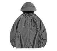 2025 Hommes Vestes Décontractées Été Veste à Capuche Légère avec Fermeture Éclair Respirant Protection Solaire Coupe-Vent Extérieur pour un Usage Quotidien Jaune Pour Hommes Hiver, gris, M
