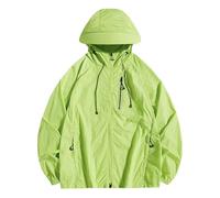 2025 Hommes Vestes Décontractées Été Veste à Capuche Légère avec Fermeture Éclair Respirant Protection Solaire Coupe-Vent Extérieur pour un Usage Quotidien Jaune Pour Hommes Hiver, vert, L