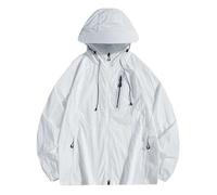 2025 Hommes Vestes Décontractées Été Veste à Capuche Légère avec Fermeture Éclair Respirant Protection Solaire Coupe-Vent Extérieur pour un Usage Quotidien Jaune Pour Hommes Hiver, Blanc., XXL