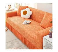 2025 Housses De Canapé Extensibles Avec Jupe À Volants Texture Florale Pour Canapé 1/2/3/4/5 Places Housses De Canapé Tout Compris Housses De Meubles Lavables Et Faciles À Installer(Orange,2 seaters(1