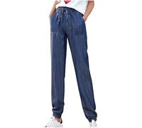 2025 Jean Femme Taille Haute Elastique Coupe Droite Jean Large Femmes Taille Elastique Confortable Zippé Jeans Baggy Wide Leg à Jambe Large Ample Pantalon Fluide Pas Cher Soldes D'Été Denim Pants