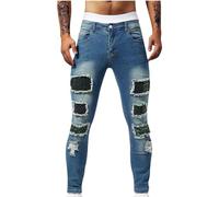 2025 Jeans Homme Regular Stretch Coupe Slim Pantalon de Travail Couleur Pure Basique Décontracté Offre de Printemps Ete Pantalons de Jogging en Denim Sport Jean Pants Cadeau Futur Papa
