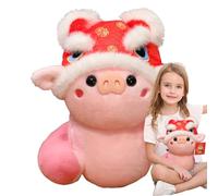 2025 Jouets en peluche serpent - Mignon en peluche serpent, mascotte du Nouvel An chinois | Portable, rembourré avec chapeau de lion, en peluche douce comme cadeau d'anniversaire pour l