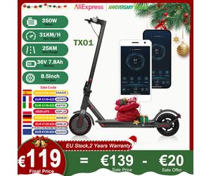 2025 JUICEASE TX01 Scooter électrique 350W moteur 36V 7.8Ah 25 KM portée 31KM/ 8.5 pouces pneus avec APP pliable adulte coup de pied EScooter TX01