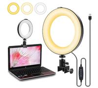 2025 - Kit d'éclairage pour visioconférence, anneau lumineux LED 6 pouces pour selfie, écran d'ordinateur portable à clipser pour l'éclairage de la webcam