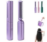 2025 Latest Hairdressing Comb, Ceramic Hair Dressing Comb, Portable Cordless 2-in-1 Styling Tool with USB Rechargeable, 3 Temp Settings for Less Frizz and Shine (1 Pc Purple)