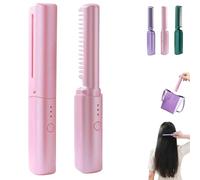 2025 Latest Hairdressing Comb, Ceramic Hair Dressing Comb, Portable Cordless 2-in-1 Styling Tool with USB Rechargeable, 3 Temp Settings for Less Frizz and Shine (1 Pc Pink)