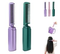 2025 Latest Hairdressing Comb, Ceramic Hair Dressing Comb, Portable Cordless 2-in-1 Styling Tool with USB Rechargeable, 3 Temp Settings for Less Frizz and Shine (Purple+Green)