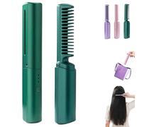 2025 Latest Hairdressing Comb, Ceramic Hair Dressing Comb, Portable Cordless 2-in-1 Styling Tool with USB Rechargeable, 3 Temp Settings for Less Frizz and Shine (1 Pc Green)