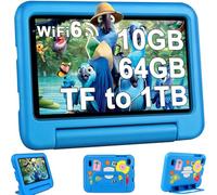 2025 Latest Tablette Enfants 7 Pouces Android 14, 10Go+64Go/TF 1To | WiFi 6 | Quad-Core| BT 5.0 | Contrôle Parenta l Kids Apps Pré-installé | Dual Cameras | Kids Tablettes avec Étui Anti-Chute -Bleu
