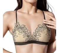 2025 Lingerie Sexy Femme Push Up- Soutien Gorge sans Armature Col V Engrener Fin Style Français Bonnet Triangle Chic Et Elégant Brassière Confortable De Tous Les Jours Léger Respirante Charme Bra