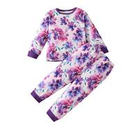 2025 Lot de 2 Pyjamas pour garçons et Filles,Ensemble Pyjama Unisexe Impression Dessin animé pièces Haut Pantalon Manches Longues Idée Printemps Automne
